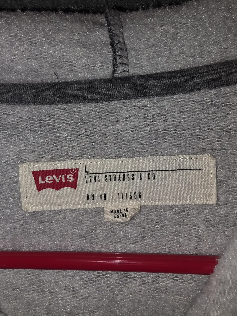 Levi's Men's Gray Hoodie with Red Logo